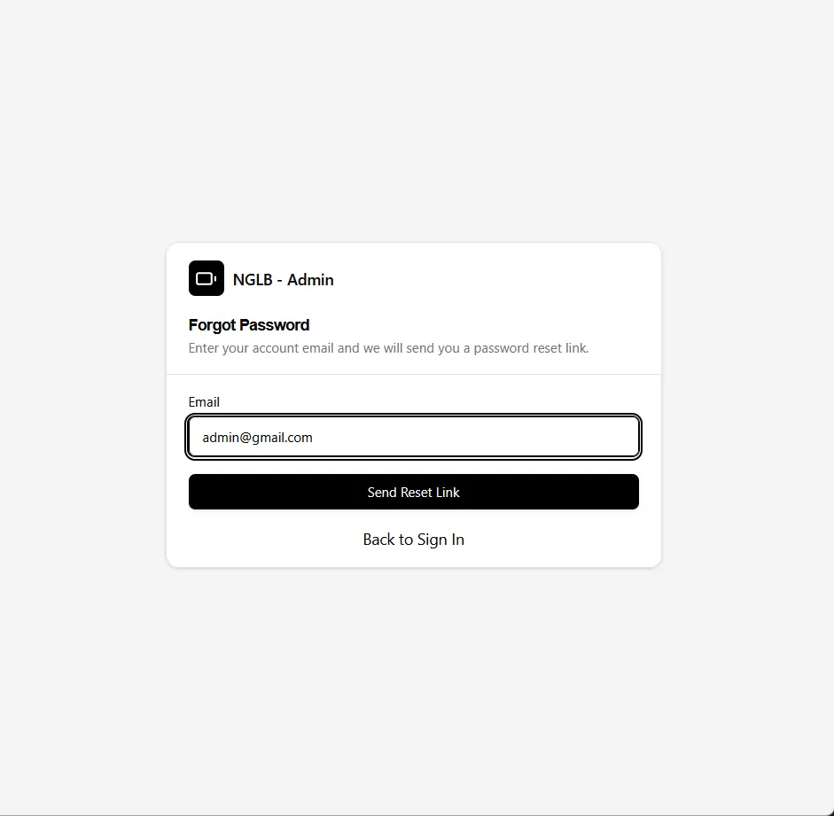 Forgot password page