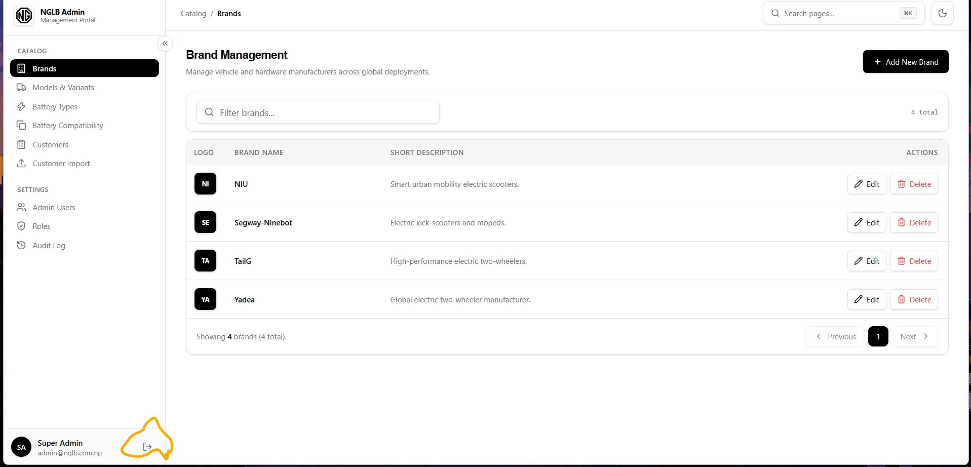Sidebar footer expanded